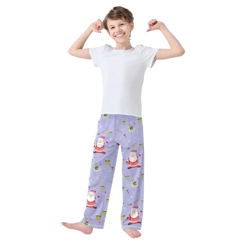 Boys' Pants New Year Christmas Santa Claus Leaf Long Bottoms Jogger Pants Elastic Waist Trousers with Pockets S-XL2