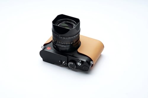 Demi-étui Leica Q3 fait main cuir véritable jaune clair