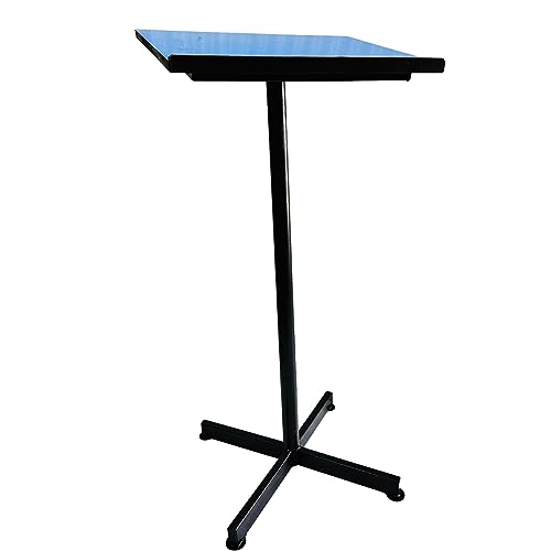 Image of Goyal steel & furniture Professors /Teachers /Podium /Portable /Durable /Strong Lecture Stand Made up of cast Iron Frame with Powder Coated Paint and Blue Wooden top (Blue, Stand with Single Support)