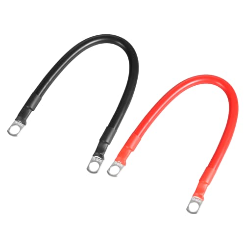 Image of Bonsicoky 2 AWG Battery Cable, 12", Red and Black, 2 Pack