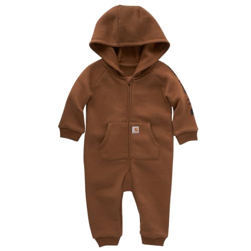 Carhartt Boys Long-Sleeve Zip-Front Hooded Coverall, Carhartt Brown Solid, 18 Months