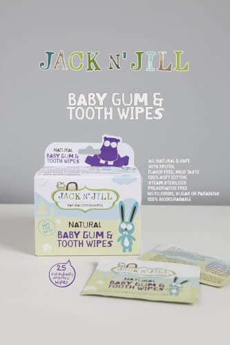Image of Jack N' Jill Baby Gum & Tooth Natural Cotton Wipes, 25 Count (Pack of 2)