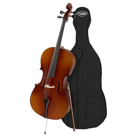 Classic Cantabile Student Cello 4/4 - tapa de abeto laminado - fondo, aros, mástil y puente de arce - diapasón: tilo tintado - clavijas y cejuela de arce ennegrecido - incluye arco y funda