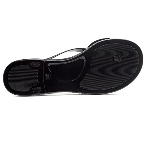 Shoe Land 172762 Womens Summer Flat Sandals Jelly Flip Flops Rhinestone Bowtie Thong Sandal Strappy Slides thumb #3