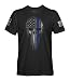 Fantastic Tees Thin Blue Line USA Flag Skull Men's T Shirt (XL)