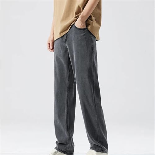 Men's Summer Thin Denim Jeans Loose Straight Fit Wide Leg Casual Trousers for Work Plus Size3