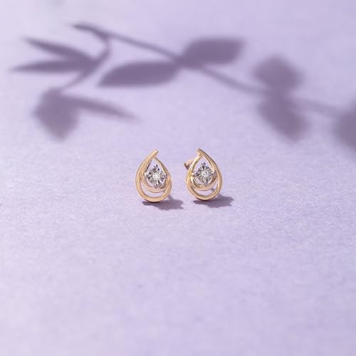Image of CaratLane 9 KT Yellow Gold Dual Pear Diamond Stud Earrings for Women