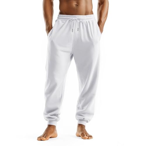 DuDubaby Joggers High Waisted Drawstring Casual Pants for Men with Pockets Baggy Workout Lounge Athletic Comfy Tapered