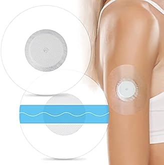 HONYOU 60Pack Libre Sensor Covers Latex-Free Medical Adhesive Patches for Libre 2/3 Precut CGM Tape with No Glue On The Center Waterproof and Strong Stick for Long Stay