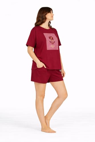 Image of Duchess Women's Cotton Printed Night Suit Set of Top & Shorts Pajama Set