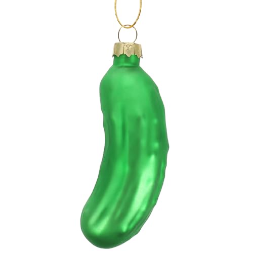 VALICLUD Pepino de Navidad Adornos para el árbol de Navidad de vidrio soplado a mano Adornos para árboles Pepino verde Adornos colgantes