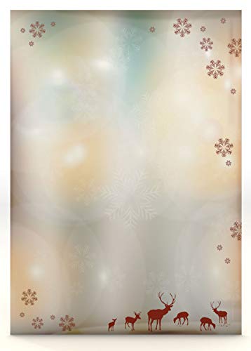 paperandpicture.de - Papel de cartas (100 hojas, 100 g/m2), diseño navideño con renos