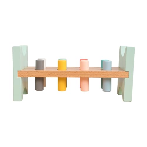 Owl & Fox Wooden Hammer Bench, Pretend and Play Pounding Bench with Hammer and Pegs - Image 3