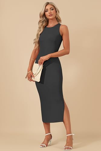 Image of AUSELILY Womens Summer Bodycon Dresses 2026 Basic Casual Sleeveless Knit Tank Midi Dress