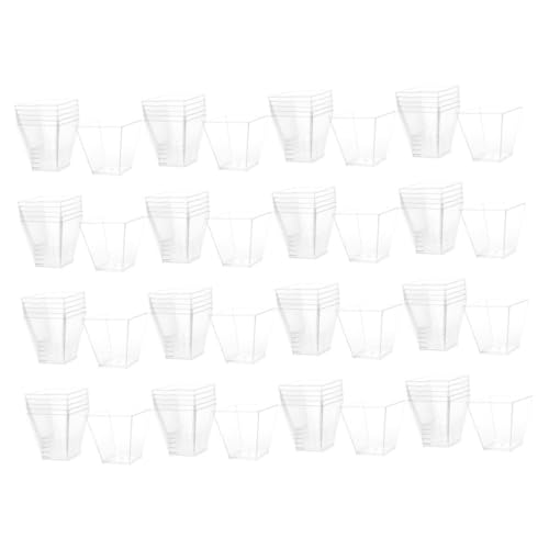ledmomo 100個 透明硬質梯形デザートカップ パーティー用ムース プリン容器 耐変形で使いやすい使い捨てデザートカップ 家用アイスクリーム