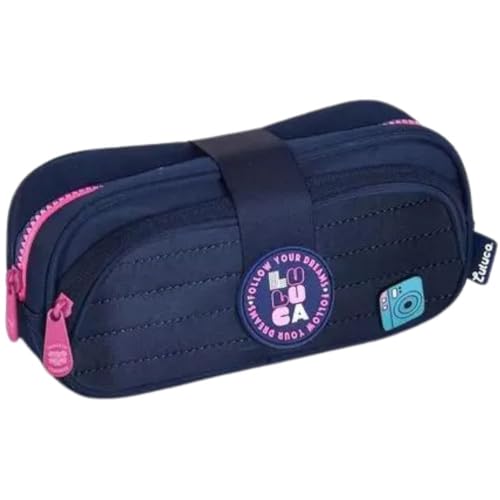 Estojo Escolar Luluca Duplo Matelassê LU24641 (Azul)