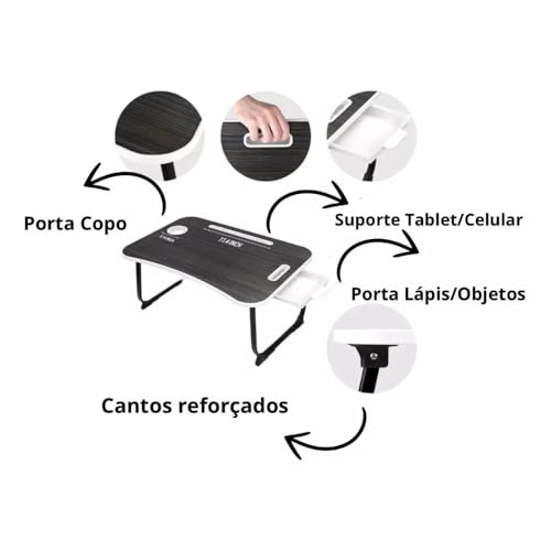 Mesa Portátil Para Notebook Ergonômico Para Uso Em Cama Sofá Home Office Escritório Dobrável Suporte