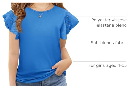 Image of Imily Bela Girls Ruffle Sleeve Shirts Crewneck Eyelet Tops 4-15 Years