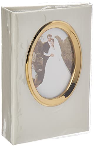 Pioneer Photo Albums 100-Pocket Moire Cover Album with Goldtone Oval Frame for 4 by 6-Inch Prints, Ivory