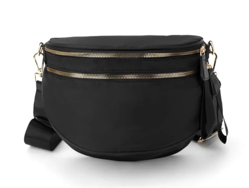 Black and White Checkered Crossbody Bum Bag, Spacious Design for Essentials Plus Size Friendly Strap 55