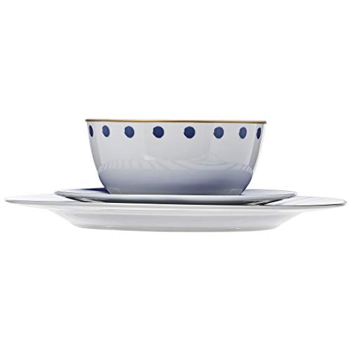 AmazonBasics 18-Piece Kitchen Dinnerware Set, Plates, Dishes, Bowls, Service for 6, Blue Accent - Thumbnail 4