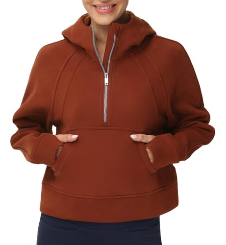 THE GYM PEOPLE Womens' Hoodies Half Zip Fleece Crop Pullover Sweatshirts - image 1