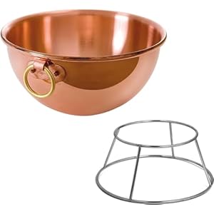 Mauviel M’Passion Copper Egg White Beating Bowl With Ring And Stainless Steel Support Stand, 7.7-Qt, Made in France