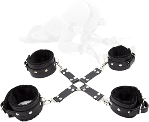 HINGTAO Sangle d'entraînement arrière réglable en Cuir avec Sangle élastique et Sangle de Cheville (Noir).