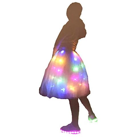 SHINYOU Women Tutu Skirt LED Light Up A Line Short Knee Length Tutu Tulle Prom Party Skirt, Vintage Tutu Underkirt,Petticoat Festival Halloween Cosplay (Waist:30~45in) Cover