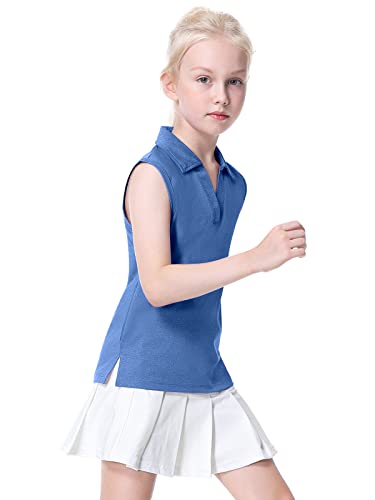 Image of EXARUS Girls Golf Polo Tennis Shirts Sleeveless Kids V-Neck Tank Tops