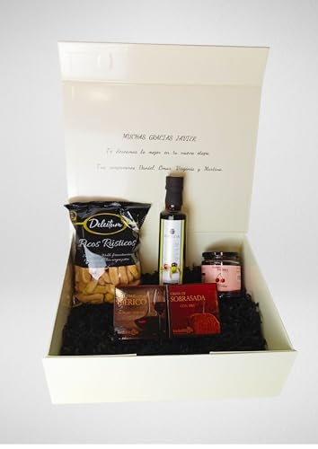 DON GOURMET, Cesta Gourmet para Regalar, Personalizable, Queso curado, jamón ibérico, chorizo ibérico, lote embutidos ibéricos, aceite de oliva, pack ibéricos, Regalo Día de la Madre. (CESTA 2)