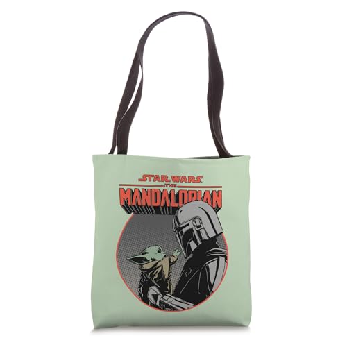 Star Wars The Mandalorian Mando and Grogu Retro Style Tote Bag