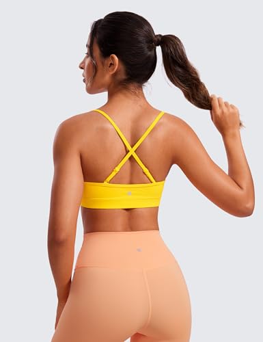 Image of CRZ YOGA Butterluxe V Neck Sports Bras | Light Support, Removable Pads, Yoga, Extremely Soft, Square Back, Adjustable Spaghetti Straps, for Women