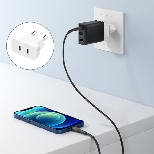 VIEVRE 2 Stück EU Stecker Adapter,US to EU Adapter für Steckdosen,Steckeradapter Japan Deutschland,Adapter Eurostecker