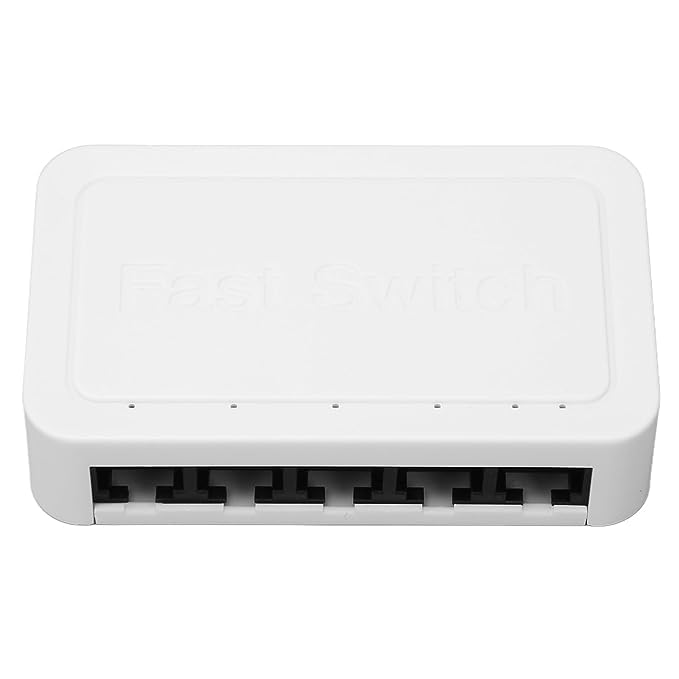 5 Port Ethernet Switch, Fast Ethernet Switch Plug and Play 10/100Mbps Reliable 100-240V Prevents Rust Easy to Set Up for Office