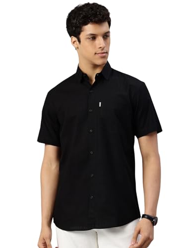 Image of Majestic Man Men's Pure Cotton Dobby Weave Checks Slim Fit Half Sleeve Casual Shirt