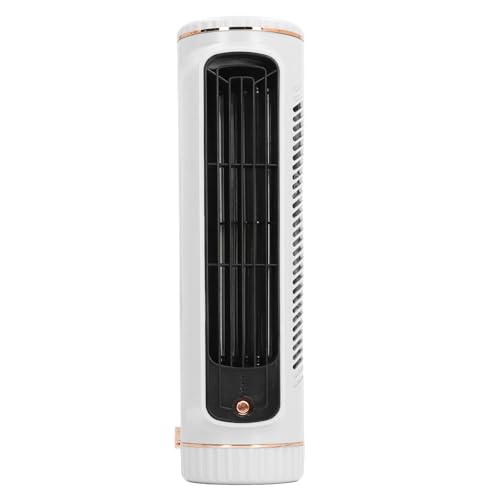 Ausla Ventilador de Refrigerador de Escritorio sin Buque, 3 Velocidades, Batería de 1200 MAh, Ventilador de Torre de Mesa Tranquila Portátil, para Dormitorio en Casa, Oficina, 10.5 X (WHITE)