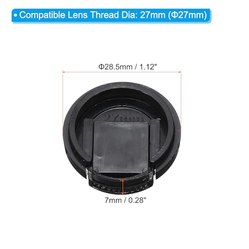 Tapa para lente PATIKIL de 27 mm, paquete de 2 unidades, tapa universal con diseño de pinza lateral para lentes DSLR, color negro, compatible con Nikon, Fujifilm y Pentax miniatura 2
