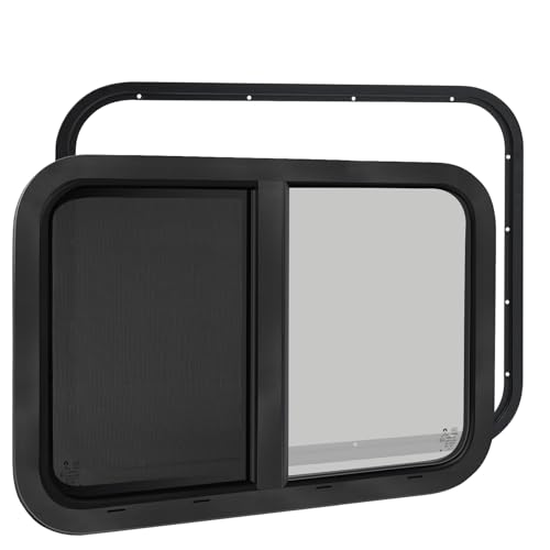 Image of 48 inchW x 22 inchH RV Windows for Cargo Trailer Camper,Tinted Horizontal Sliding | RV Cargo Trailer Camper Window Replacement w /Screen&Trim Ring,Fit 15 /16 inchor 1-3 /8 inch Thick Wall,Allow Error 1 /16 inch,DOT Approved