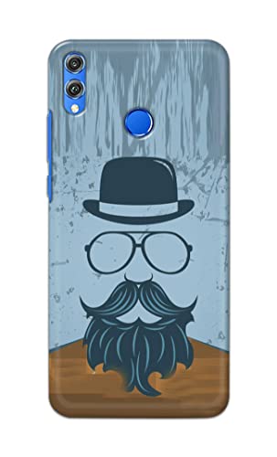 Image of PRINTFIDAA Mustache Beard and Hairstyle Hipster in Glasses Printed Designer Hard Case for Honor 8X, JSN-L11, JSN-L21, JSN-L22, JSN-L23 Back Cover -(e) RPM1002