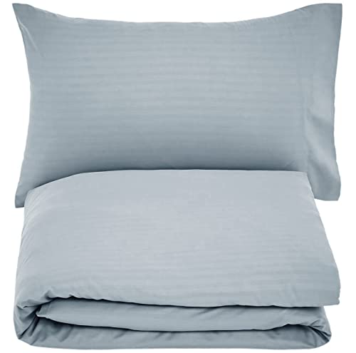 Amazon Basics Bettwäsche 135x200 2teilig Mikrofaser, Bettbezug 135 x 200 cm & 1 Kissenbezug 50 x 80 cm, mit Druckknöpfen, Dunkelgrau… – Ansicht 1