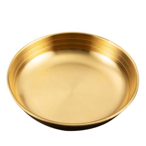 COLLBATH Plato de Aperitivo Koreano para Salsas y Condimentos Platillo Plano de Acero Inoxidable Seguro y Duradero para Hogar y Restaurantes Dorado