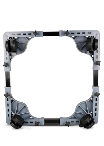 Image of BOLIDE Heavy Duty Adjustable Front and Top Load Washing Machine /Dishwasher /Air Cooler Trolley with Wheels Grey Plastic