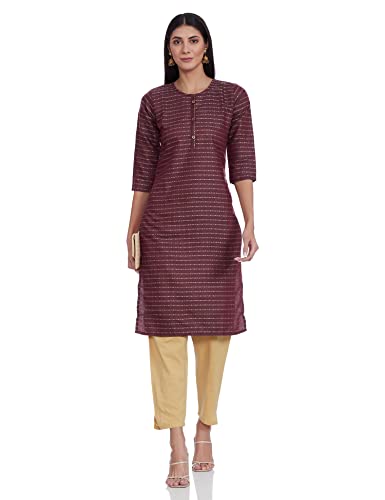 Image of Shiv Textiles Women's Cotton Regular Fit Fashion Kurti (Nikall Maroon 4XL)