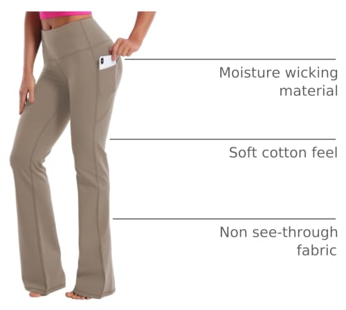 Image of BUBBLELIME 29 inch /31 inch /33 inch /35 inch /37 inch Women High Waist Bootlegs Yoga Pants Tummy Control Bootcut Workout Flared Out Pockets