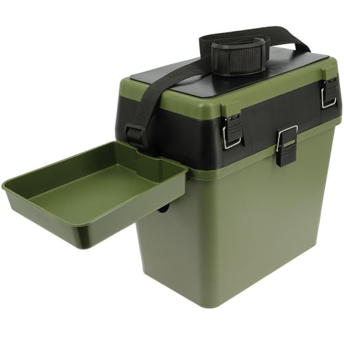 Fishing Seat Box Storage Portable Tackle Box Multiple Compartments with Side Tray, Foam Mat & Shoulder Strap Carp, Coarse, Sea Ideal for Roaming or Short Session Anglers
