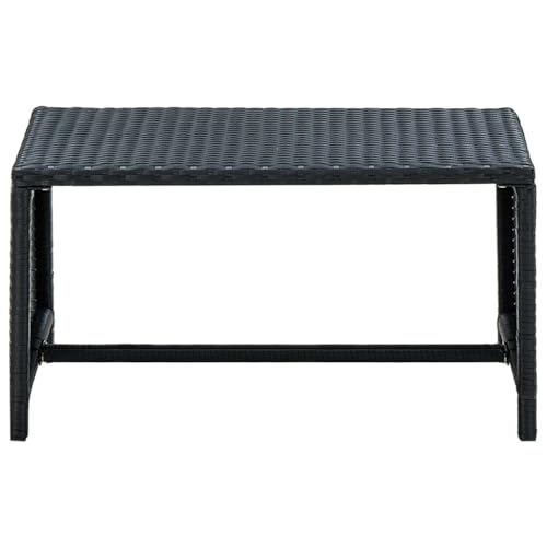 Table basse noire 70x40 cm jardin poly rotin imperméable extérieur - 2