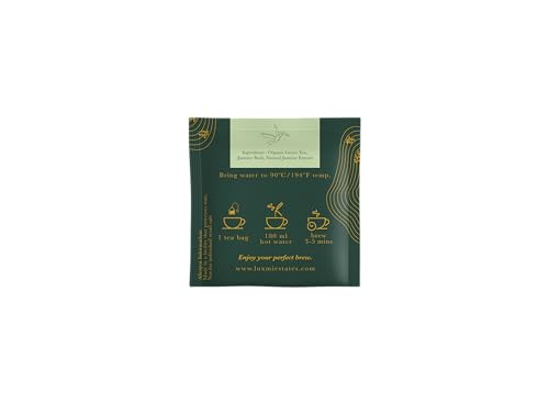 Image of Luxmi Estates Midnight Bloom Jasmine Green Tea - 15 Bags (30g) x 6 Pack | USDA Organic | With Organic Jasmine Buds | Darjeeling Green Tea | 90 Cups