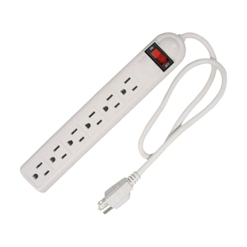 Image of 6 Outlet Power Strip US Plug Compact Accessories for Commercial Dorm Desktop 75cm Cord| Surge Protectors, Power Strips| Multipurpose Batteries & |Consumer Electronics