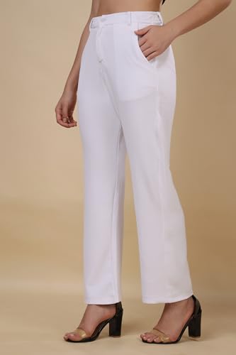 Image of Women's Polycotton Comfort Fit Straight Trousers - Lightweight, Flexible & Skin-Friendly Pants for Work, Travel & Casual Style